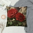 thumbnail image 2 of COMIO Rose Throw Pillow Cover, Blooming Red Rose with Flowers &amp;Green Leaves Pattern Decorative Square Pillowcases for Sofa,Couch,Bed. (Red Rose), 2 of 5
