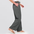 thumbnail image 5 of Wide Leg Palazzo Pants for Women Summer High Waist Flowy Loose Casual Lounge Trousers Beach Travel Vacation Khaki Pants Dark Gray S 28" Insaeam, 5 of 5
