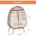 thumbnail image 5 of Dkelincs Wicker Egg Chair Oversided Chair Outdoor And Indoor 352lbs Capacity Basket Chair With 4 Cushions,White, 5 of 7