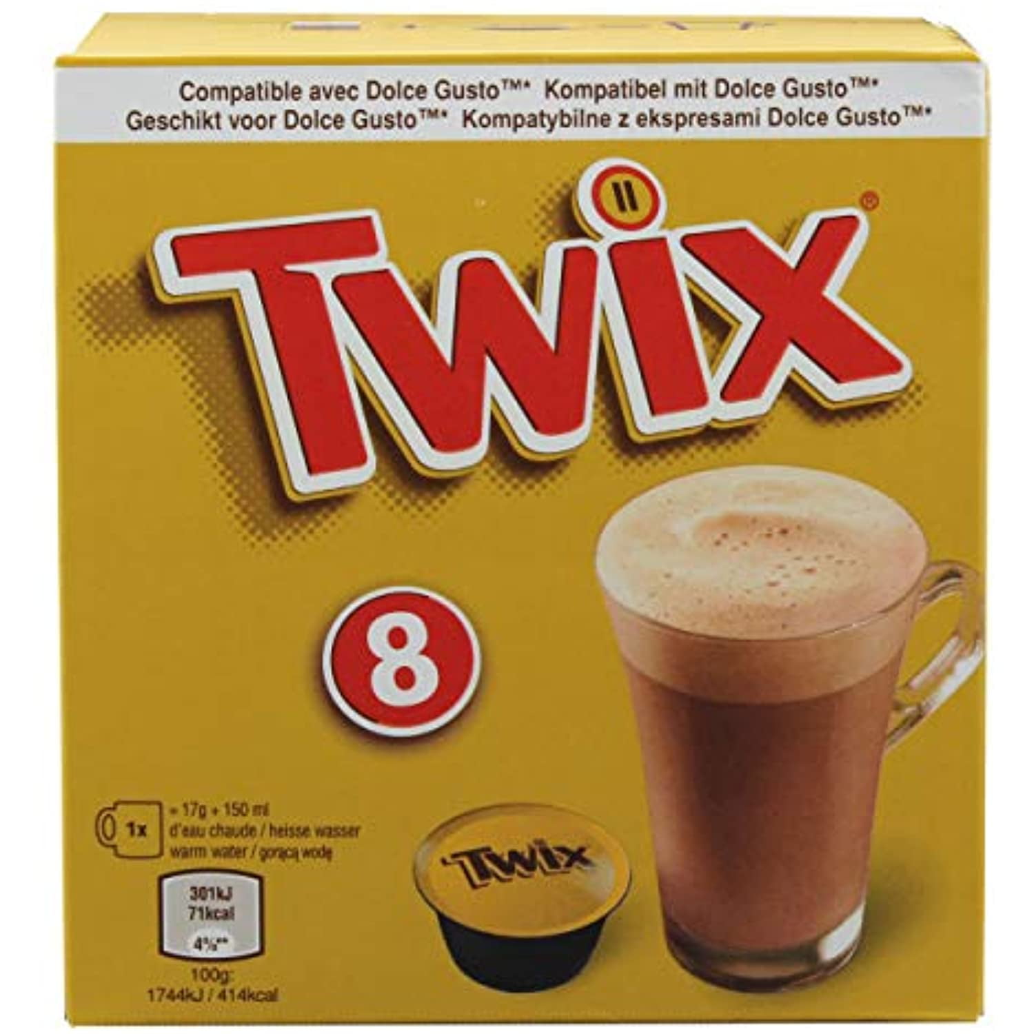 24 - Dolce Gusto Compatibles Cacao Cápsulas - Hot Chocolate Pod - Mars,  Twix, Milyway (8 cada uno) : : Alimentación y bebidas