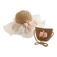 thumbnail image 3 of LRen Girl Tea Party Hat Kids Summer Straw Hat for Girls Breathable Woven Sun Wide Brim Beach Outdoor Activities Coffee, 3 of 7