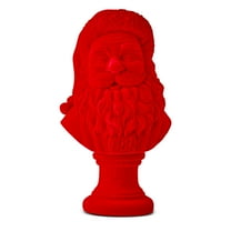 Flocked Santa Bust Christmas Tabletop Decoration, Red, 8", by Holiday Time