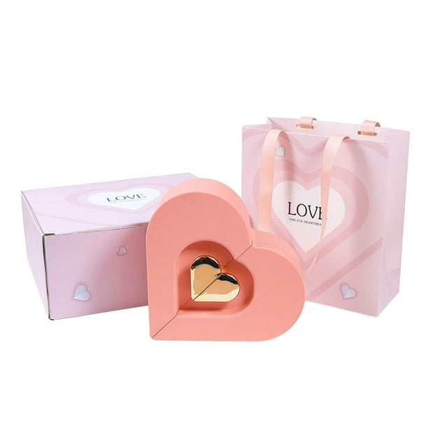 Yhmxh Organizadores y almacenamiento Caja de regalo de joyería doble abierta para San Valentín, regalo en forma de corazón, conjunto de joyería de alta gama, caja de embalaje Almacenamiento de ducha
