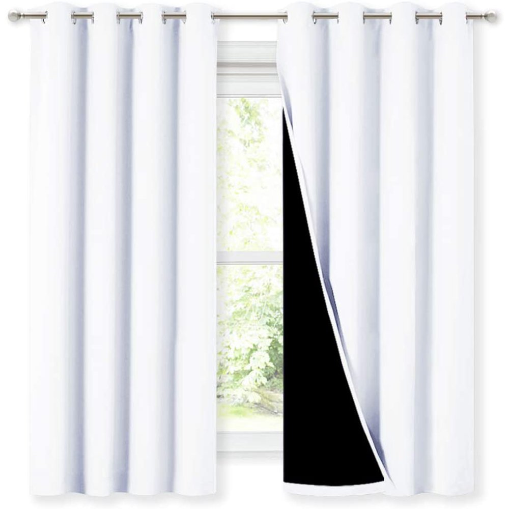 NICETOWN White 100 Blackout Curtains for Kitchen/Bedroom (1 Pair, 52