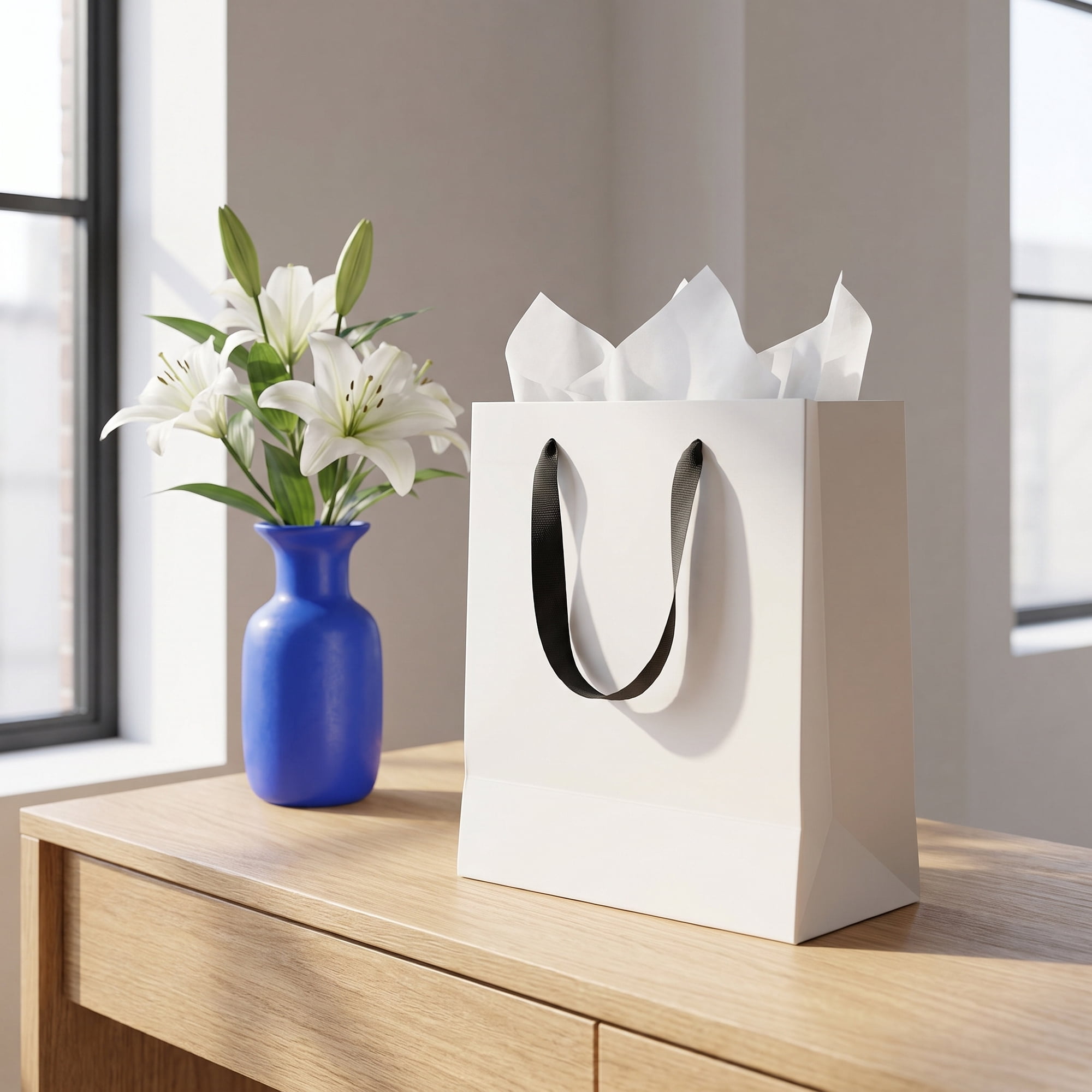 Unique Bargains Sturdy Thick Horizontal Paper Gift Bags White 8.3" x 4.3" x 10.6"