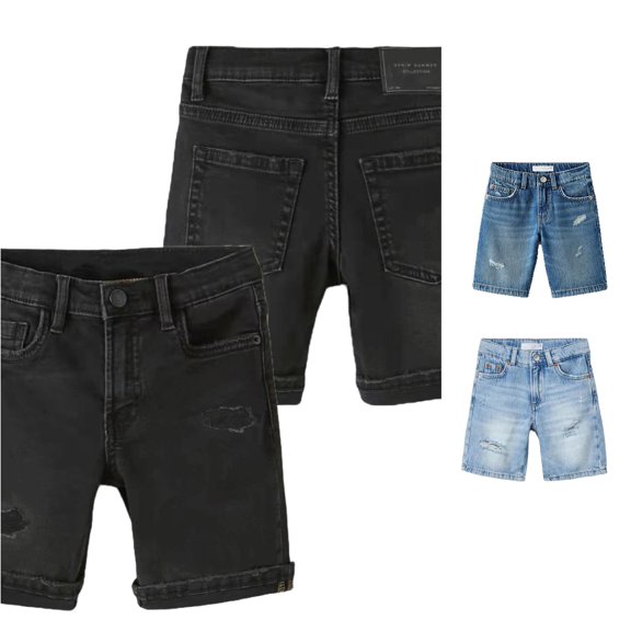 LIIPEE Boys Denim Shorts Summer Casual Loose Fit Rigid Waist Distressed Knee Length Jean Shorts With Pockets Kids Comfortable Breathable Fashion Bottoms,5-6 Years