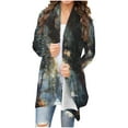 thumbnail image 2 of GaThRRgYP Party Perfect Duster Cardigan Comfort Wear,Women's Fashion Halloween Printed Long Sleeved Cardigan Jacket Gray XL, 2 of 6