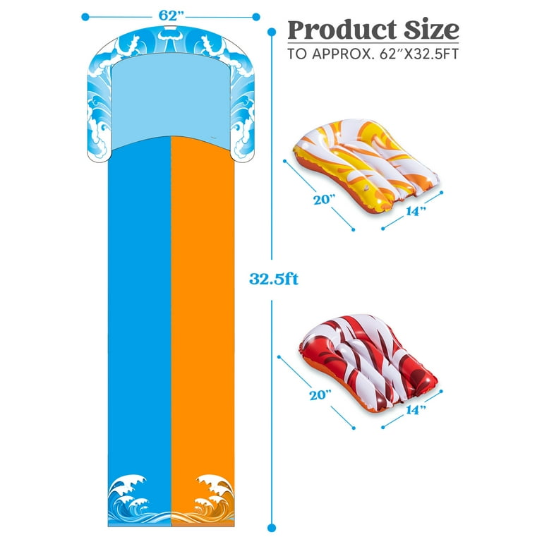 Joyfy 32.5ft Double Lawn Water Slide With Boards photo 4