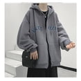 thumbnail image 2 of Sudadera con Capucha y Cremallera para Hombre Primavera Otoño Moda Vintage Informal Suelta con Estampado de Letras Sudadera con Capucha con Dibujo para Hombre Gris Claro XL, 2 of 8