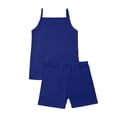 thumbnail image 4 of Amidoa Girls Summer 2 Piece Outfits Kids Solid Color Spaghetti Straps and Shorts Casual Cute Clothing Sets Navy Size 5T, 4 of 8