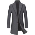 thumbnail image 1 of New Mens Mid-long Lapel Solid Autumn&winter Wool Overcoat, 1 of 4