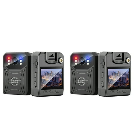 2X 4K Mini Police Camera Digital Video Recorder Camcorder Camera IR Night Vision Body Camera Back Clip Without WiFi,2x Body Camera 2x USB Cable,Black