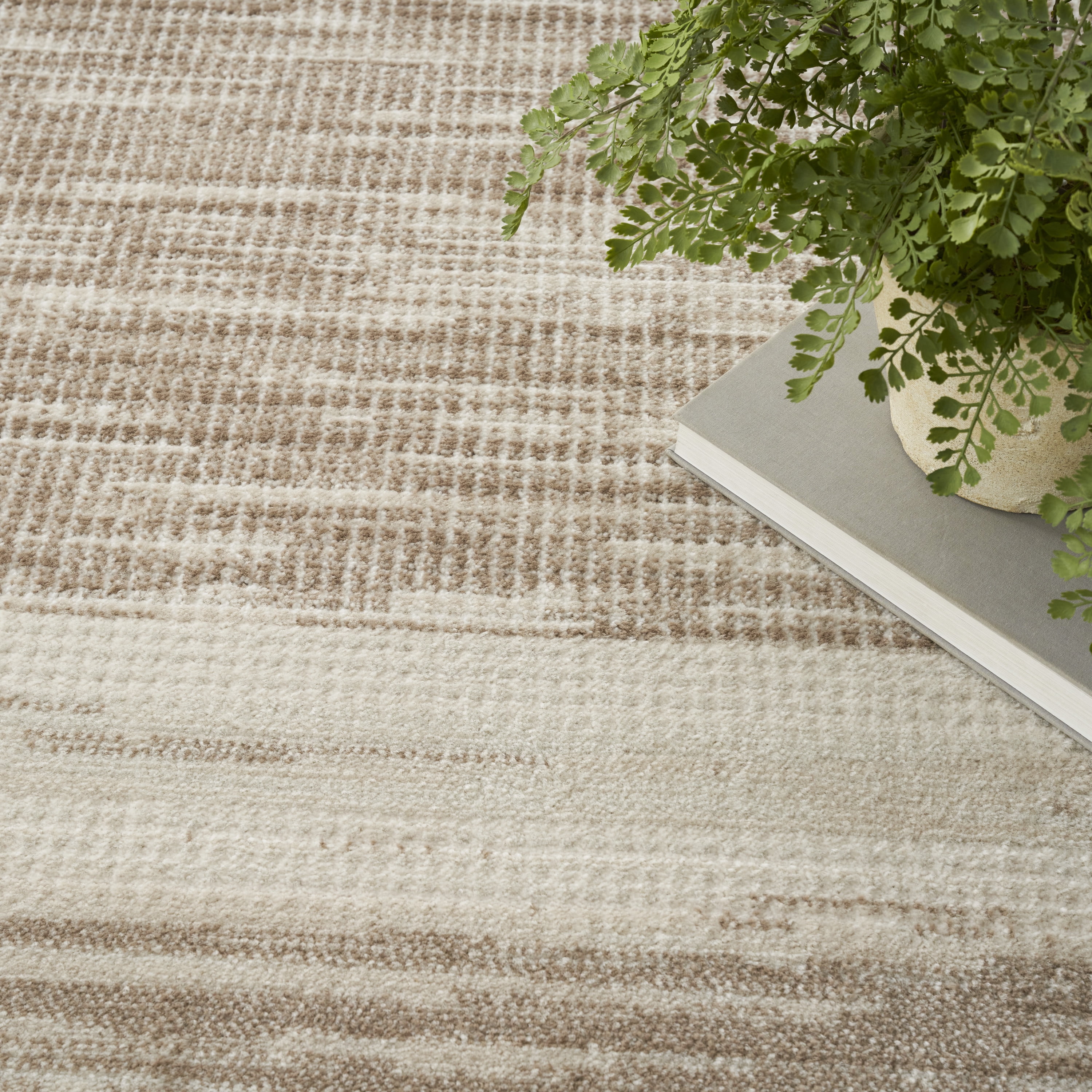 Nourison Serenity Home Geometric Mocha Ivory 2'2" x 7'6 Area Rug (2x8)