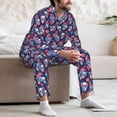 thumbnail image 7 of Susaid Skull flower blue Print Men's Long Sleeve Pajama Set, Two-Piece Button-Down Loungewear PJs Set, Comfortable Sleepwear for Relaxation-Medium, 7 of 7