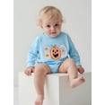 thumbnail image 4 of Newborn Baby Girl Boy Halloween Outfits Pumpkin Embroidery Long Sleeve Oversized Sweatshirt Romper Bodysuit Fall Winter Clothes, 4 of 10
