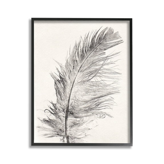 Stupell Industries Boho Windswept Feather Animals & Insects Painting Black Framed Art Print Wall Art, 11 x 14