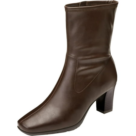 UPC 825073965755 product image for AEROSOLES Womens Brown Padded Cinnamon Square Toe Stacked Heel Zip-Up Booties 10 | upcitemdb.com