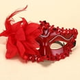 thumbnail image 2 of Glitter Carnival Dance Hanging Decoration Mardi Gras Supply with Sequins Rhinestones Decorative Steel Ball Lace and Poinsettia Flowers Venetian Carnival Accessory Musical Party Ornament Supply(Red), 2 of 3