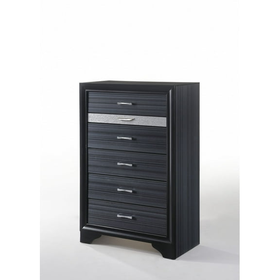 Sleek 51" Black 6 Drawer Chest Dresser