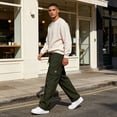 thumbnail image 2 of GrmtClth Men's Cargo Sweatpants Pants Wide Leg Sweat Pants Fall Baggy Y2K Parachute Pants with Pockets Army Green M, 2 of 6