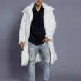 thumbnail image 6 of Jinhomg Long Winter Coats for Men Casual Faux Fur Coat Single Breasted Business Cozy Fur Jacket Winter Classic Fur Collar Outerwear White,XXXL, 6 of 7