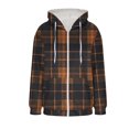 thumbnail image 5 of Winter Hooded Jackets for Women Trendy Plaid Long Sleeve Coats Warm Flannel Shacket Casual Zip up Outerwear New Women Plus Size Light Raincoat Style B-2 Brown L, 5 of 6