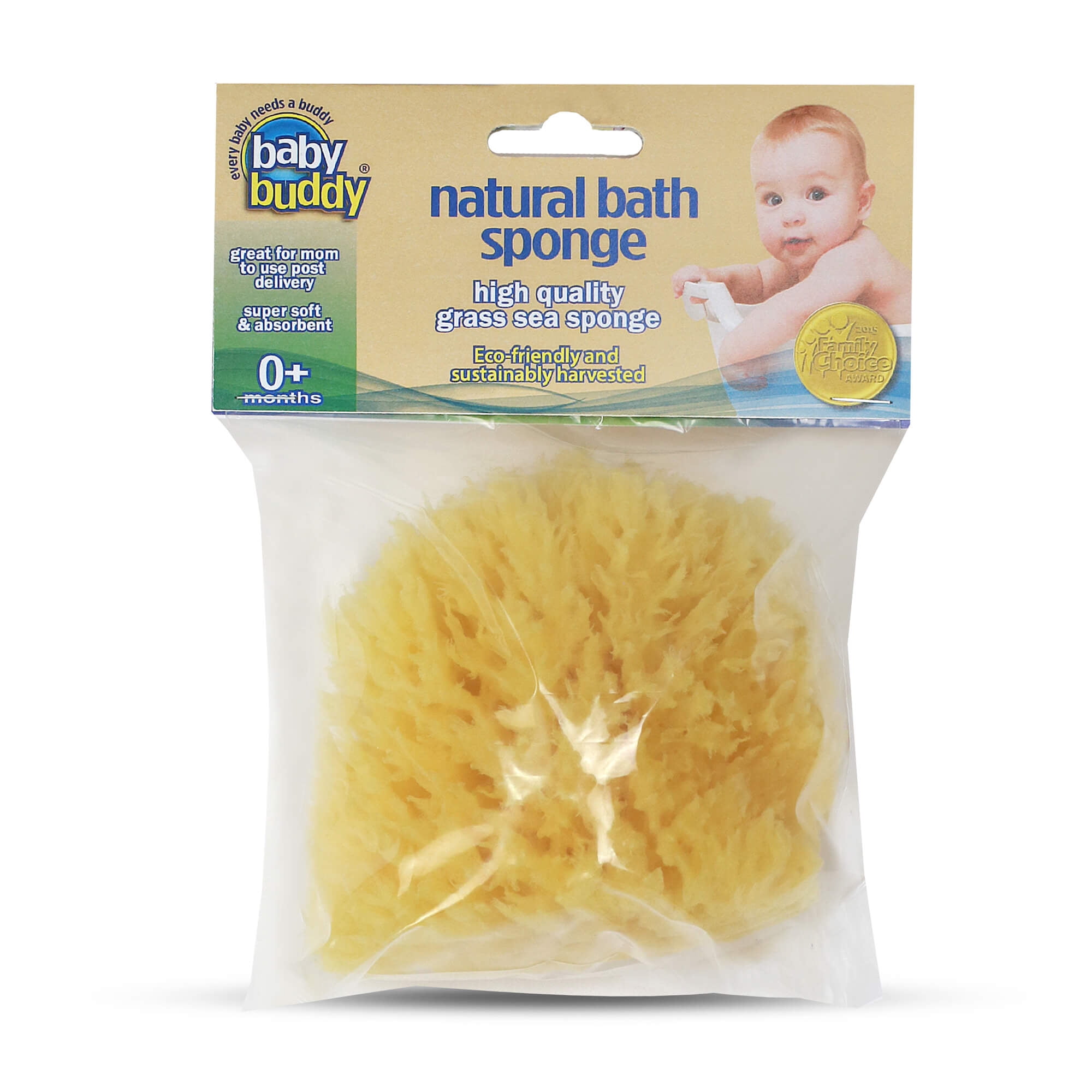 Baby Buddy Natural Baby Bath Sponge 4in Soft Grass Sea Sponge Soft on
