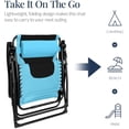 thumbnail image 6 of Oversized Padded Zero Gravity Chair, Folding Outdoor Patio Recliner, XL Anti Gravity Lounger for Backyard w/Headrest, Cup Holder, Side Tray, Polyester Mesh - Light Blue/Black, 6 of 15