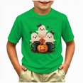 thumbnail image 2 of TOWED22 Toddler Kid Girls Halloween T-Shirt Dancing Skeleton Pumpkin Graphic Tee Shirt Short Sleeve Spooky Season Fall Tops,Green,18-24 M, 2 of 5