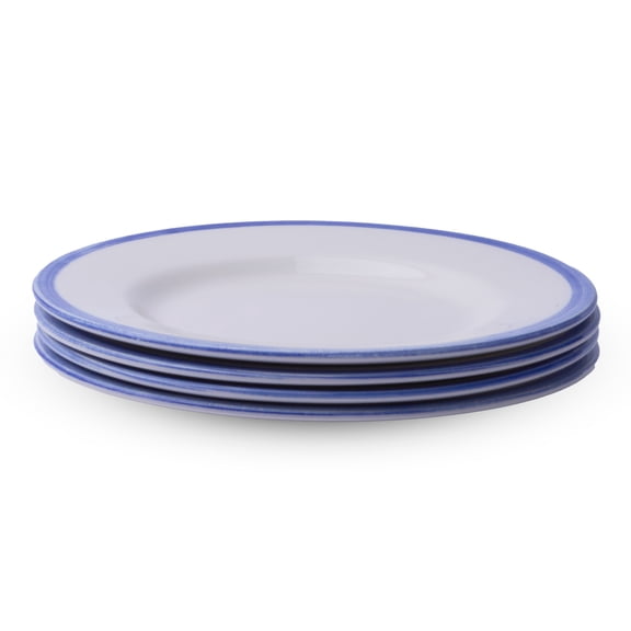 Portmeirion Potter's Brushstroke Dinner Plate (Set of 4) - 8" Earthenware Plates with Classic Brushstroke Rim - Microwave, Dishwasher, Freezer, Oven Safe - Ideal Modern Dinnerware Set (Blue)