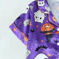 thumbnail image 5 of Halloween Pajamas Two Piece Silk Satin Soft Sleepwear Outfits Bat Skeleton Printed Button Up Pajamas for Women Short Sets Lounge Wear for Women Women's Pajamas Sleep & Lounge, 5 of 7