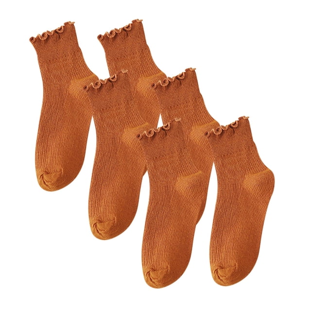 ylioge Ruffle Crew Socks for Women 3 Pack Cute Solid Comfort-Cotton Basic Boot Sock Sales