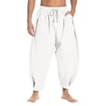 thumbnail image 2 of XIAONU Solid Harem Pants Mens Drawstring Waist Side Pockets Pants, 2 of 5