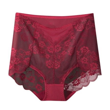 Sdeycui Women High Waist Cheeky Panties Sexy Lace Underwear Plus Size Full Coverge Panty Breathable Mesh Briefs