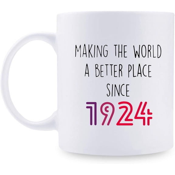 95th Birthday Gifts for Women - 1924 Birthday Gifts for Women, 95 Years Old Birthday Gifts Coffee Mug for Mom, Wife, Friend, Sister, Her, Colleague, Coworker - 11oz