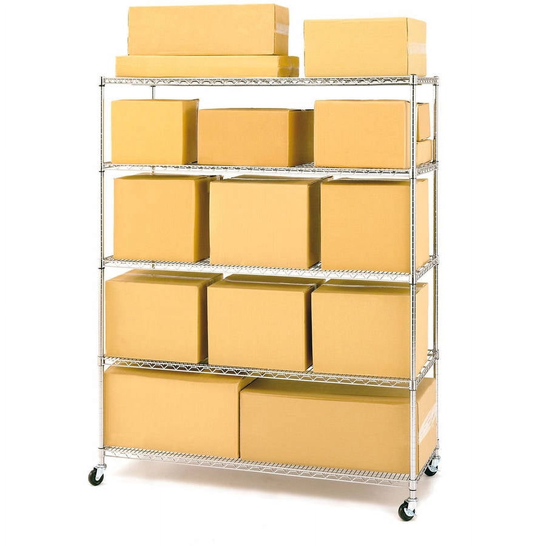 Seville Classics 60"W x 24"L x 72"H 5-Shelf Steel Wire Freestanding Shelves, Silver