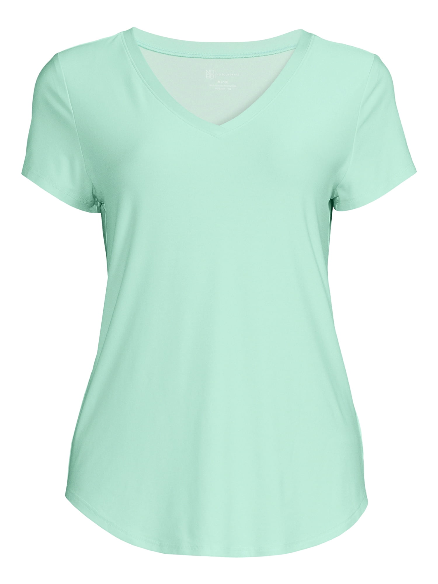 No Boundaries Women's Junior's Brushed V-Neck Short Sleeve T-Shirt