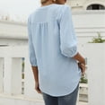 thumbnail image 5 of Women's Casual 3/4 Sleeve Henley V-Neck Button Up Pleated Back Blouses Swiss Dot Blouse Tops T-Shirts, 5 of 5
