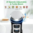 thumbnail image 3 of TEMOGU-Powerful Hand Blender, Electric Immersion Blender 1000W with 21 Speed and Turbo Mode, 5-in-1 Handheld Blender, Milk Frother, Egg Whisk, 800ml Beaker, 600ml Chopper and 304 Stainless Steel Blad, 3 of 4