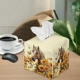thumbnail image 2 of ZIATUBLE Sunflower Horse Square Tissue Box Cover Leather Tissue Holder for Car Decorative Rectangular Tissue Box Covers Wear Resistant Facial Napkin Box Holders Home Decoration, 2 of 7