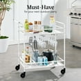 thumbnail image 4 of Best Choice Products 2-Tier Rolling Bar Cart Indoor/Outdoor w/ Storage Shelves, Wine Rack, Lockable Wheels - White, 4 of 9