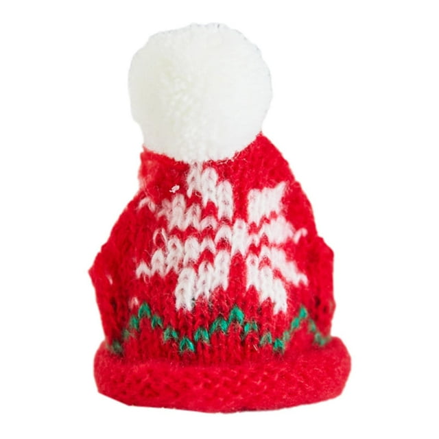 Mini gorro de punto navideño decorativo DIY arte artesanía suministros para fiestas vacaciones lindo Rojo blanco
