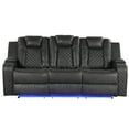 thumbnail image 3 of JERFIT Modern 3-Seater Power Reclining Sofa with LED Lights and USB Charging, Faux Leather, Black, 3 of 10