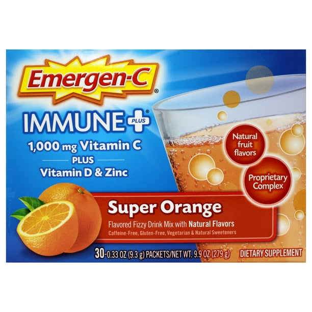 Emergen C Immune 1000mg Vitamin C Powder With Vitamin D Zinc Antioxidants And Electrolytes For Immunity Immune Support Dietary Supplement Super Orange Flavor 30 Count 1 Month Supply Walmart Com Walmart Com