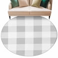 thumbnail image 2 of Grey Plaid Round Area Rug 7 FT, Non Slip Living Room Area Carpet, Spring Summer Farmhouse Buffalo Checkered Washable Soft Circular Rug Non-Shedding Floor Carpet for Bedside Office Play Room Classroom, 2 of 9