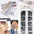 thumbnail image 5 of 660 piezas de diamantes de imitación 3d brillantes negros transparentes para arte de uñas, bricolaje, manualidades, parte trasera plana brillante, juego de piedras de cristal, joyas, decoración d, 5 of 5