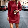 thumbnail image 3 of Squevariel Long Sleeve Sweatshirt Dress for Women Crew Neck Solid Color Casual Dress Mini Dress, 3 of 9