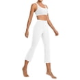 thumbnail image 4 of Capri Yoga Pants Womens High Waisted Wide Leg Pants Cropped Flare Leggings for Travel Casual and Lounge White 2XL, 4 of 9