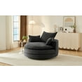 thumbnail image 4 of Black Corduroy Swivel Accent Chair 57.5" - Round Lounge Chair w/ Pillows for Living Room, Bedroom, Office. 360° Rotation, Deep Seat., 4 of 42