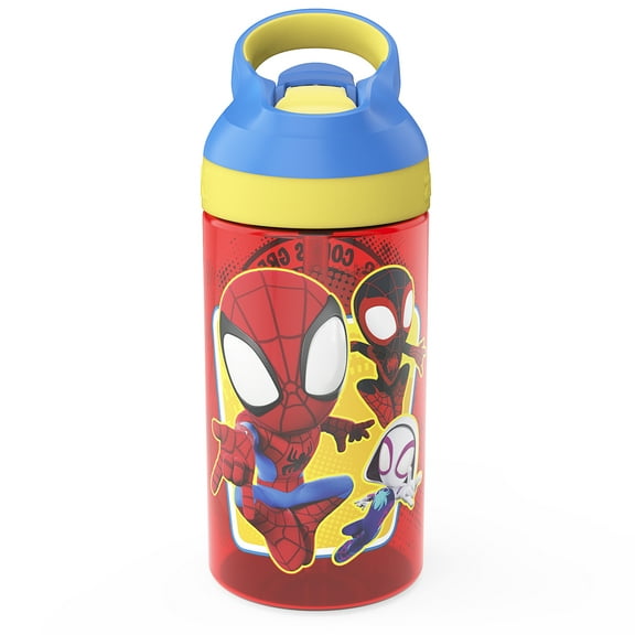 Zak Designs Spider-Man and His Amazing Friends 16 ounce Reusable Plastic Water Bottle, Spider-Friends